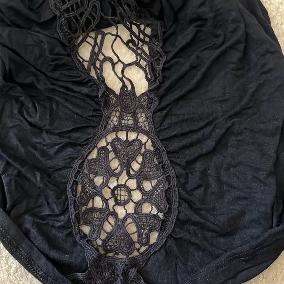 Wet Seal Black One Shoulder Lace Cut Out Top S - Picture 8 of 8